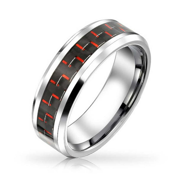 Details about   8mm Black Men's Tungsten Carbide ring Red Wood Inlay Wedding Band mens jewelry 